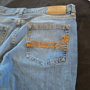 Men's Blue Jeans with Orange Stitching